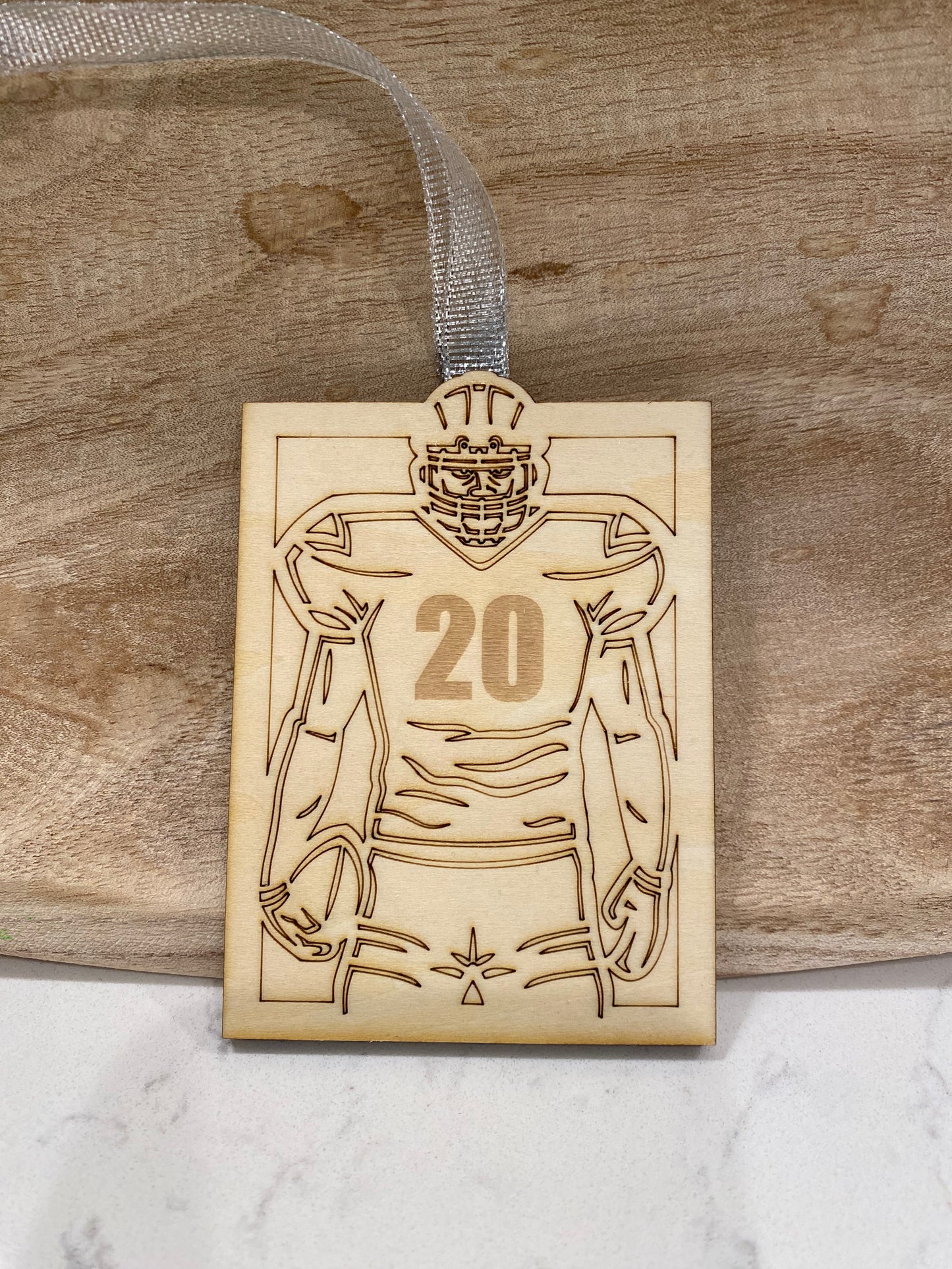 Custom Football Player Ornament with Number