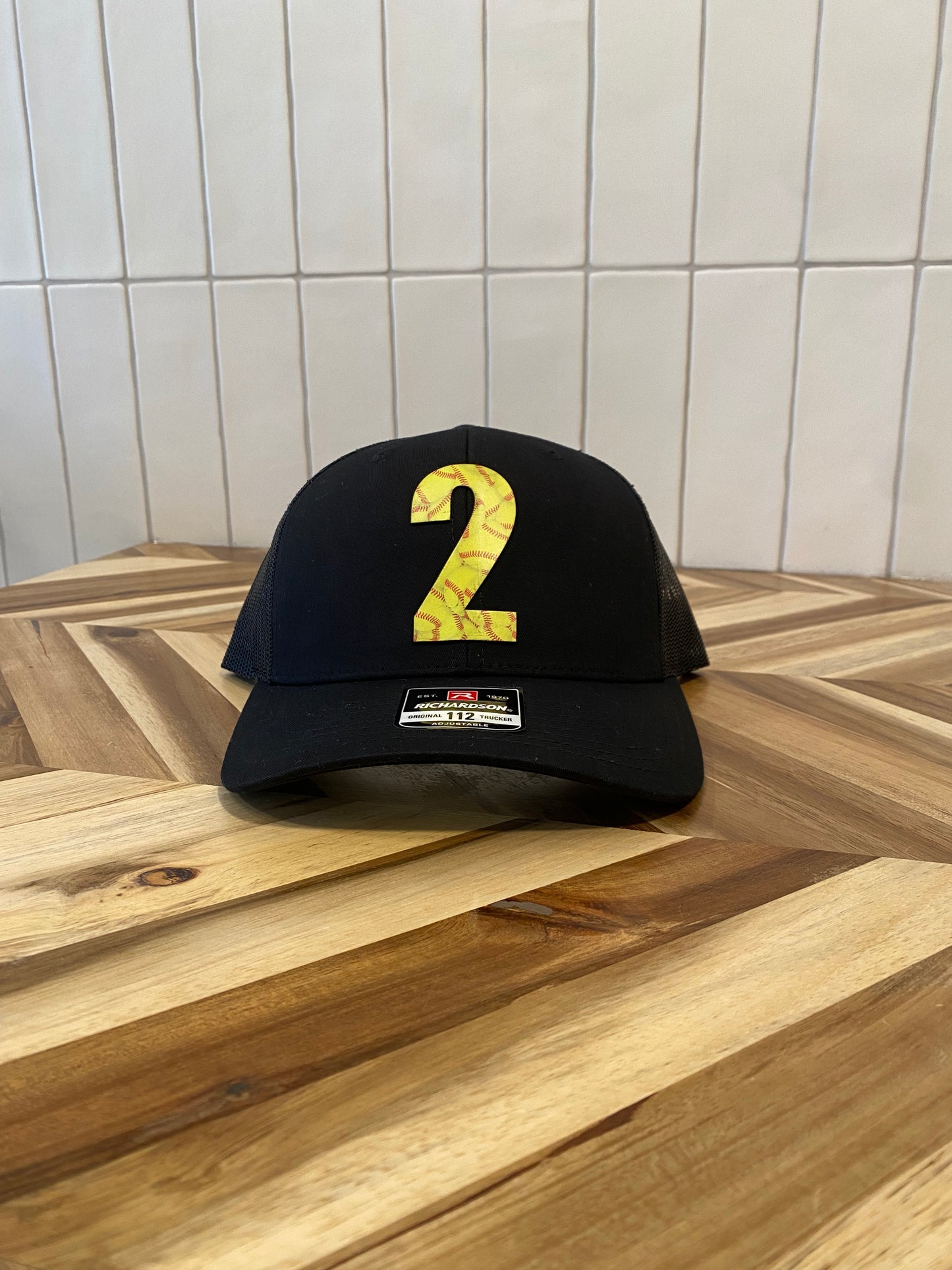Softball UV Printed Leather with Custom Number Hat