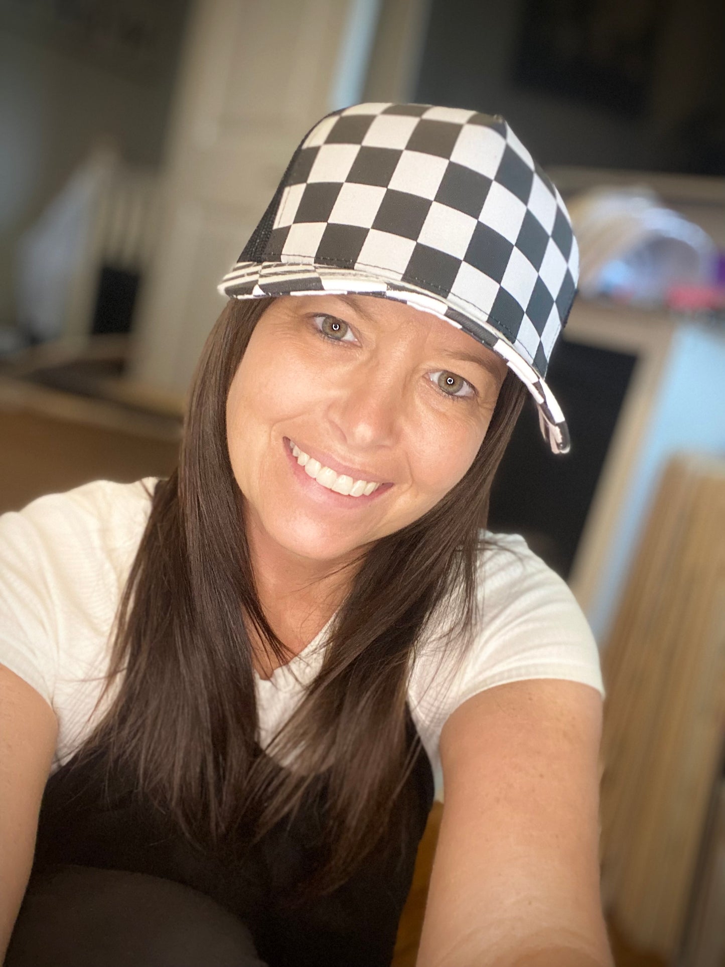 CC Beanie Black/White Checkered Trucker Hat