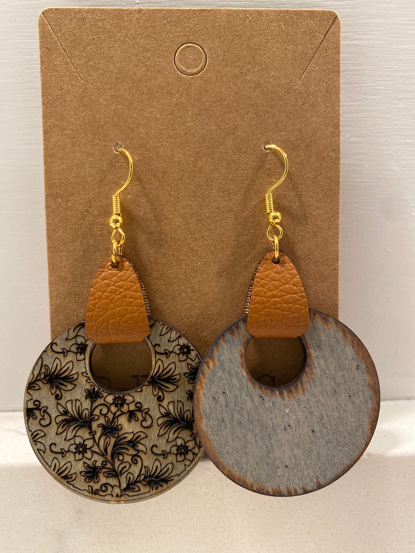 Gray and White Floral Two Sided Earring