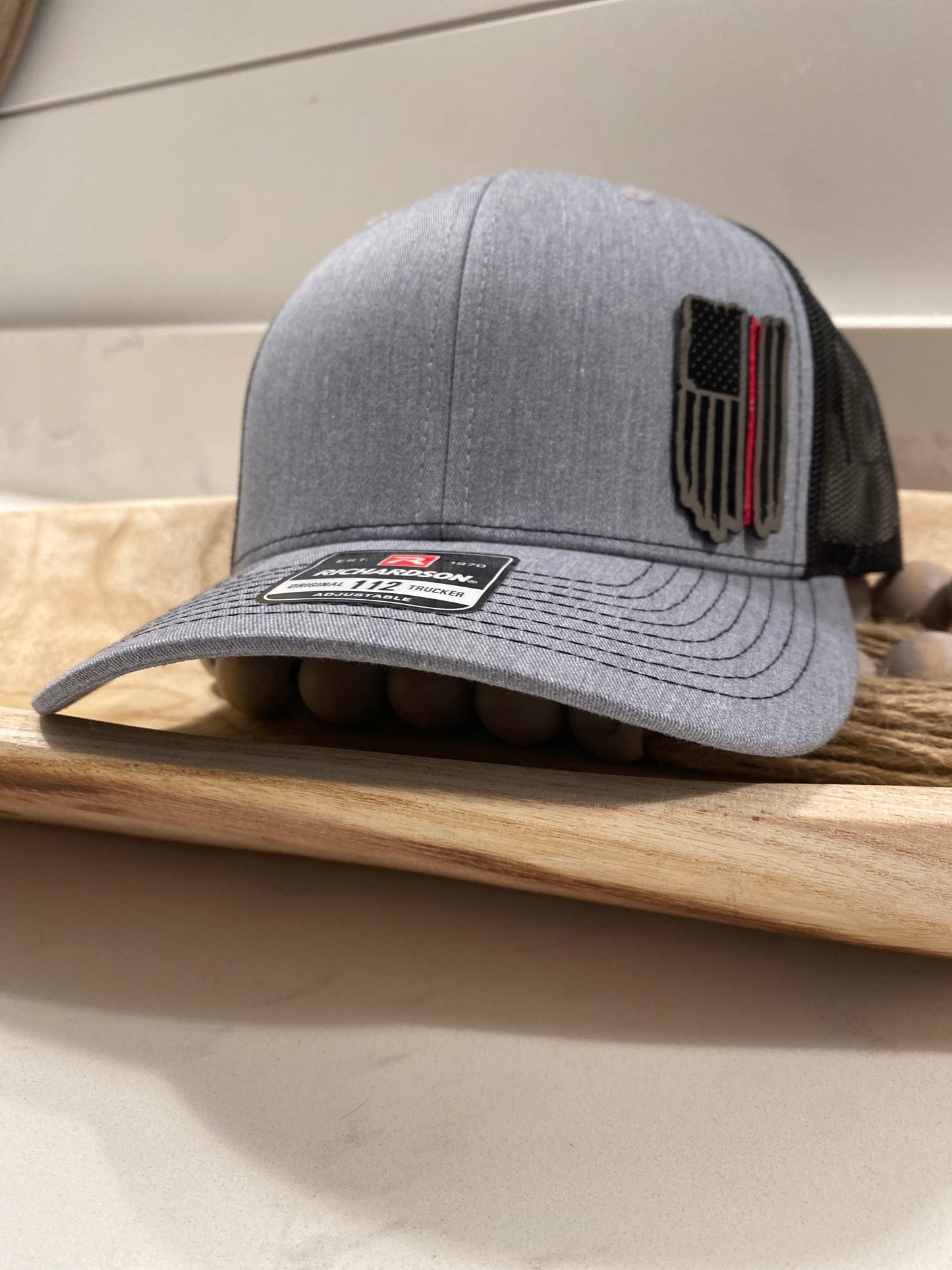 Distressed Flag with Red Line