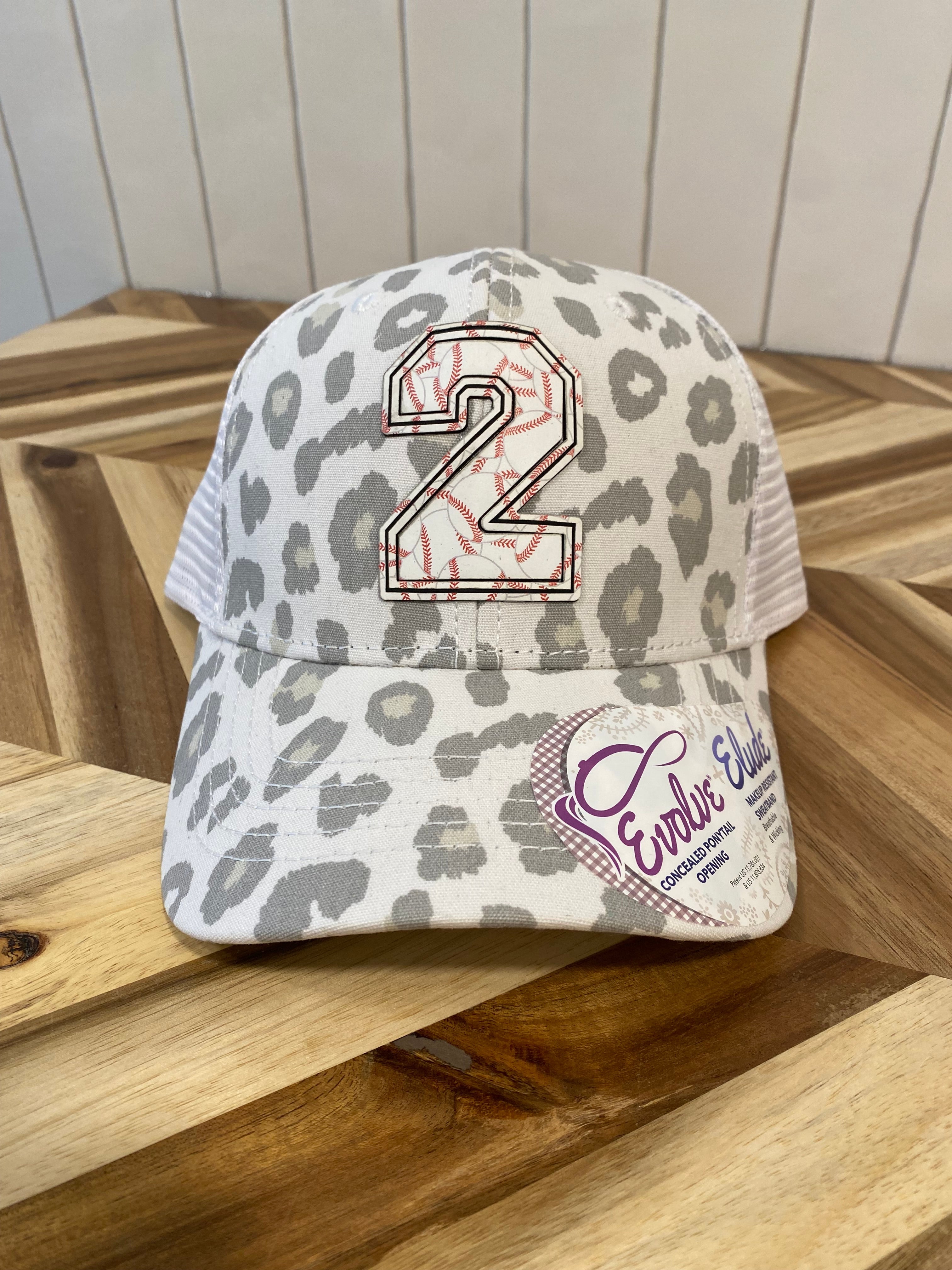 Our Custom Baseball Number Hats on the Snow Leopard Hat is amazing!!