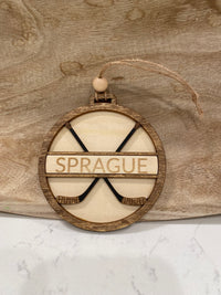 Custom Hockey Sticks with Name Ornament