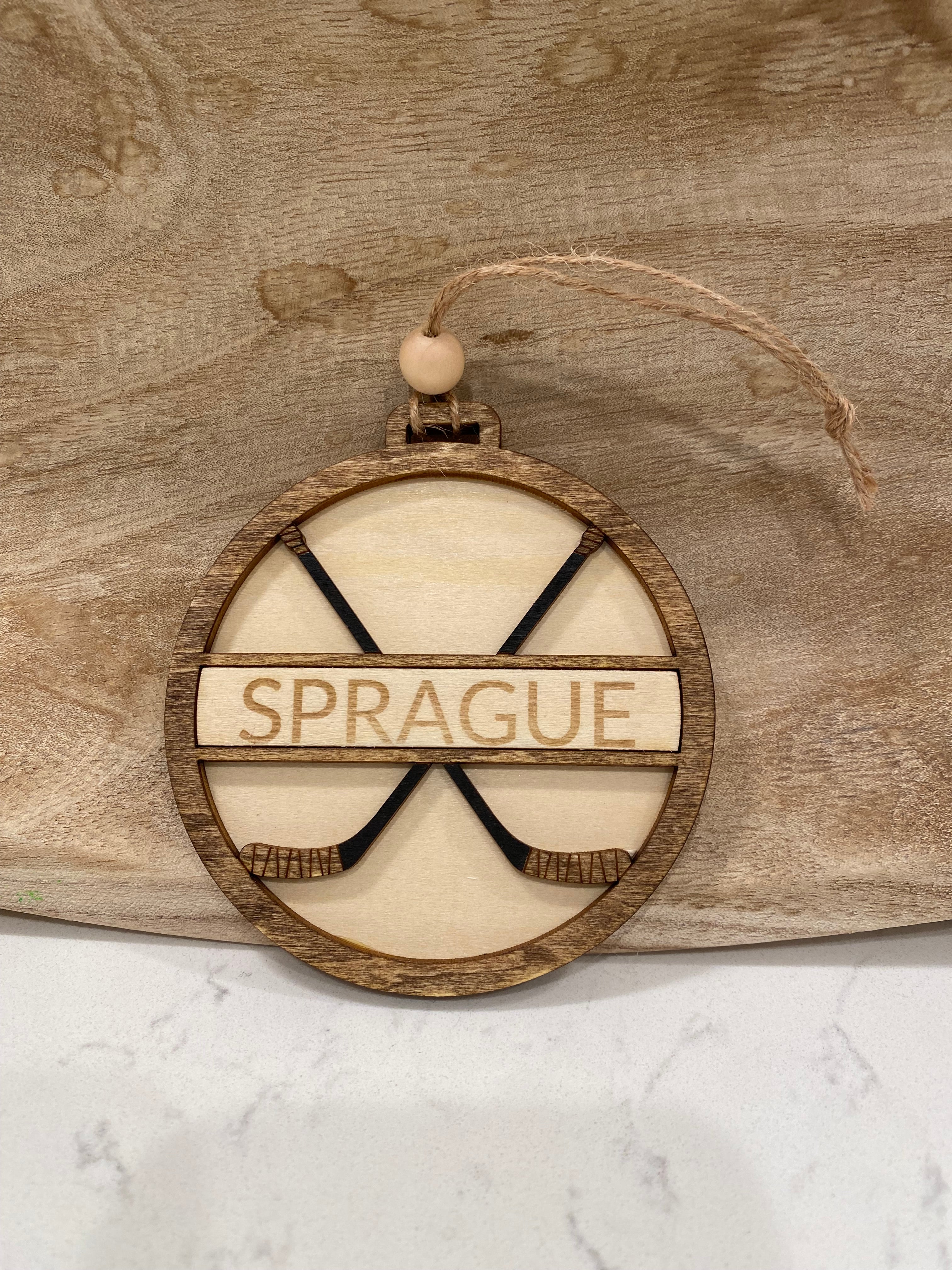 Custom Hockey Sticks with Name Ornament