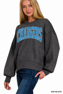 Lincoln County Chargers Acid Wash Oversized Fleece Pullover