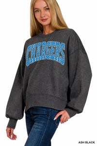 Lincoln County Chargers Acid Wash Oversized Fleece Pullover