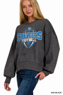 Lincoln County Chargers Acid Wash Oversized Fleece Pullover