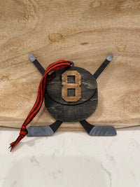 Custom Hockey Puck w/Sticks Ornament
