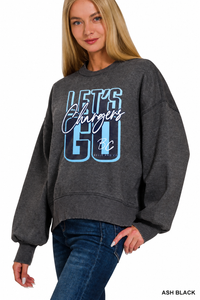 Lincoln County Chargers Acid Wash Oversized Fleece Pullover