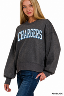 Lincoln County Chargers Acid Wash Oversized Fleece Pullover