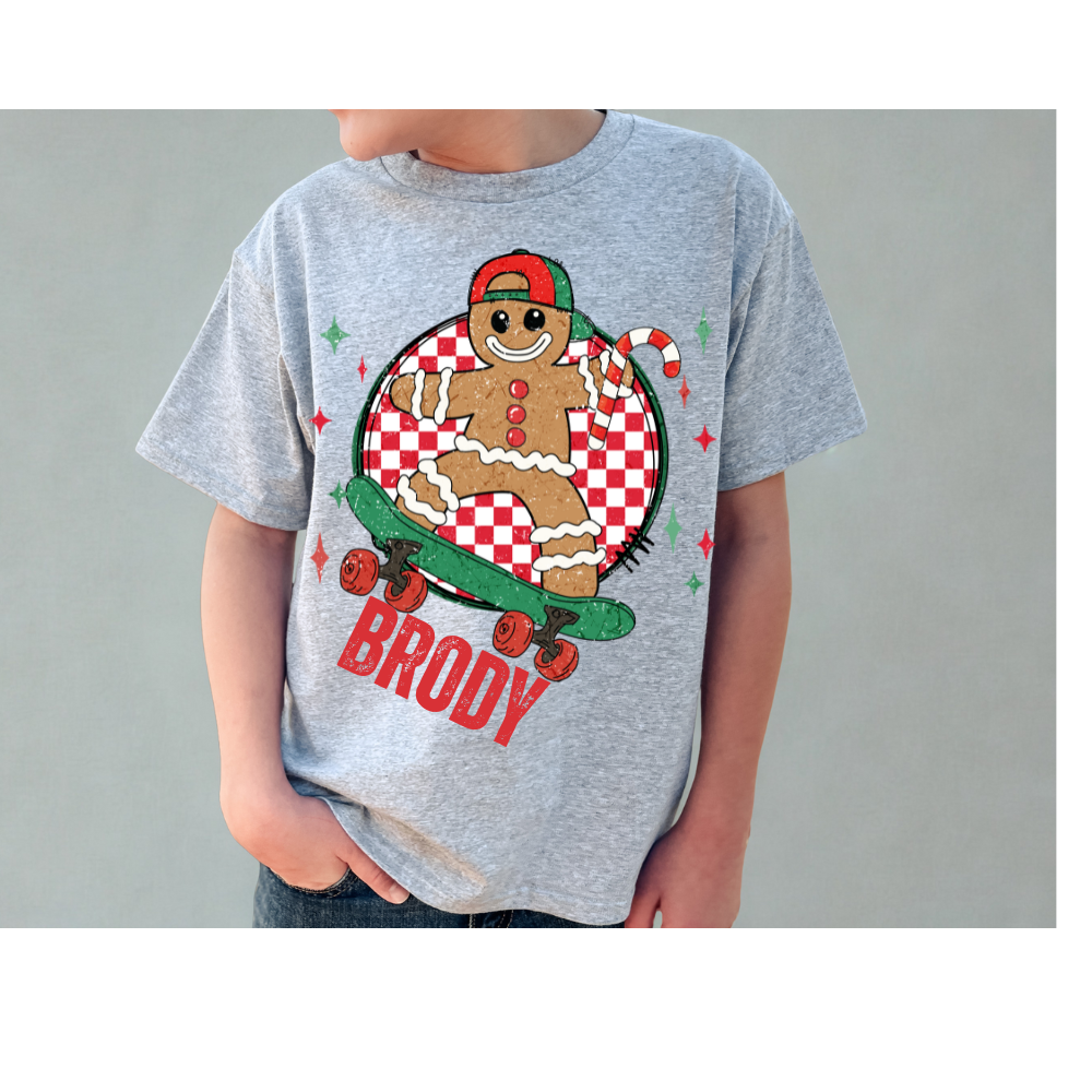 Custom Gingerbread on a Skateboard Tee