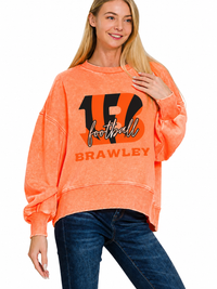 Brawley Bengals Acid Wash Oversized Fleece Pullover
