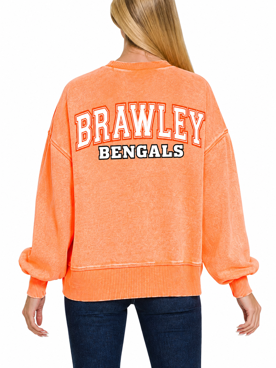 Brawley Bengals Acid Wash Oversized Fleece Pullover