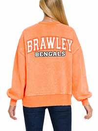 Brawley Bengals Acid Wash Oversized Fleece Pullover