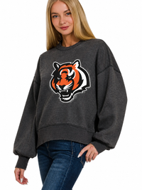 Brawley Bengals Acid Wash Oversized Fleece Pullover
