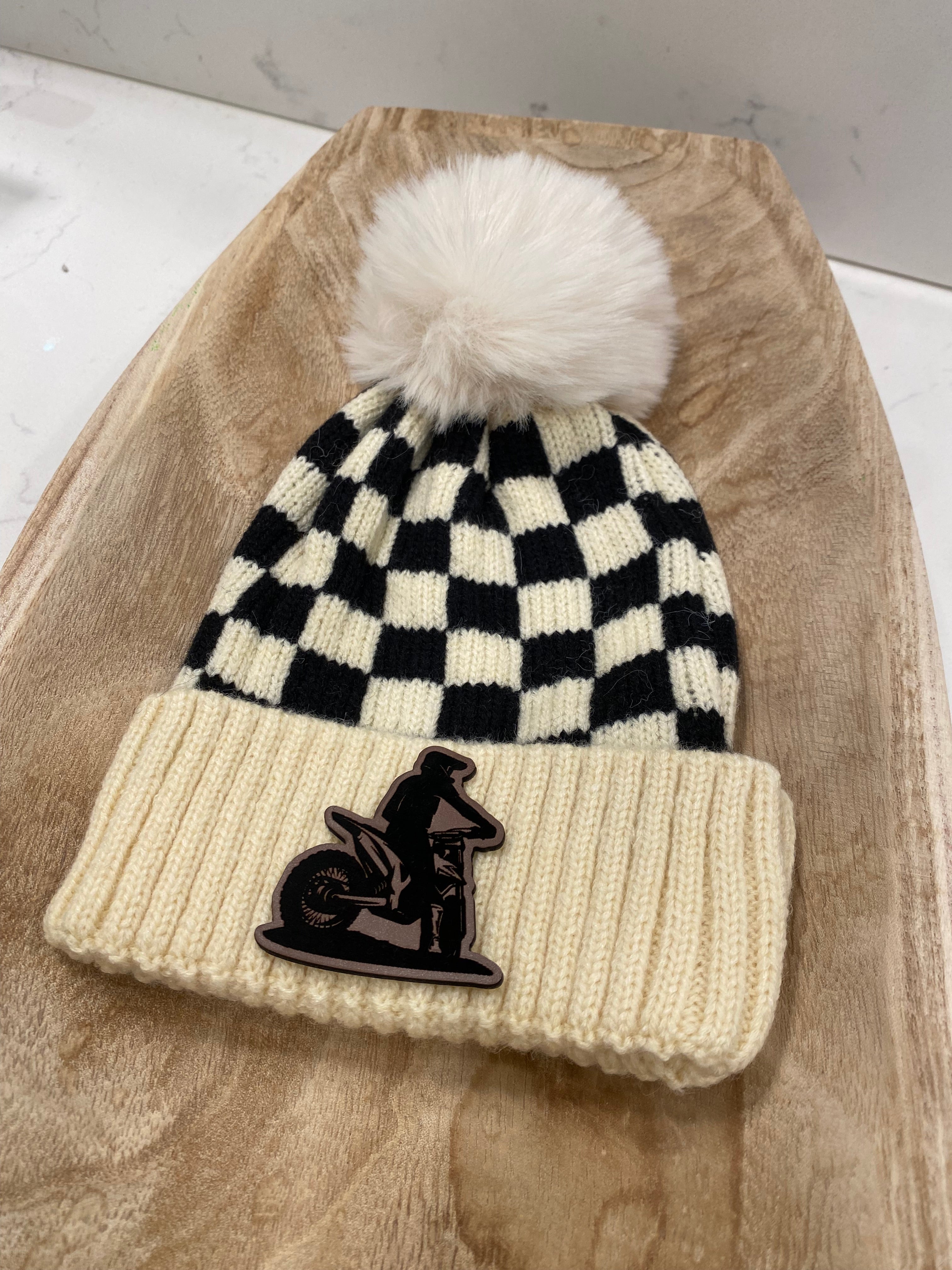 Infant/Toddler Motocross Custom Winter Hat with Pom