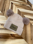 Tan Infant/Toddler Double Pom Winter Hat