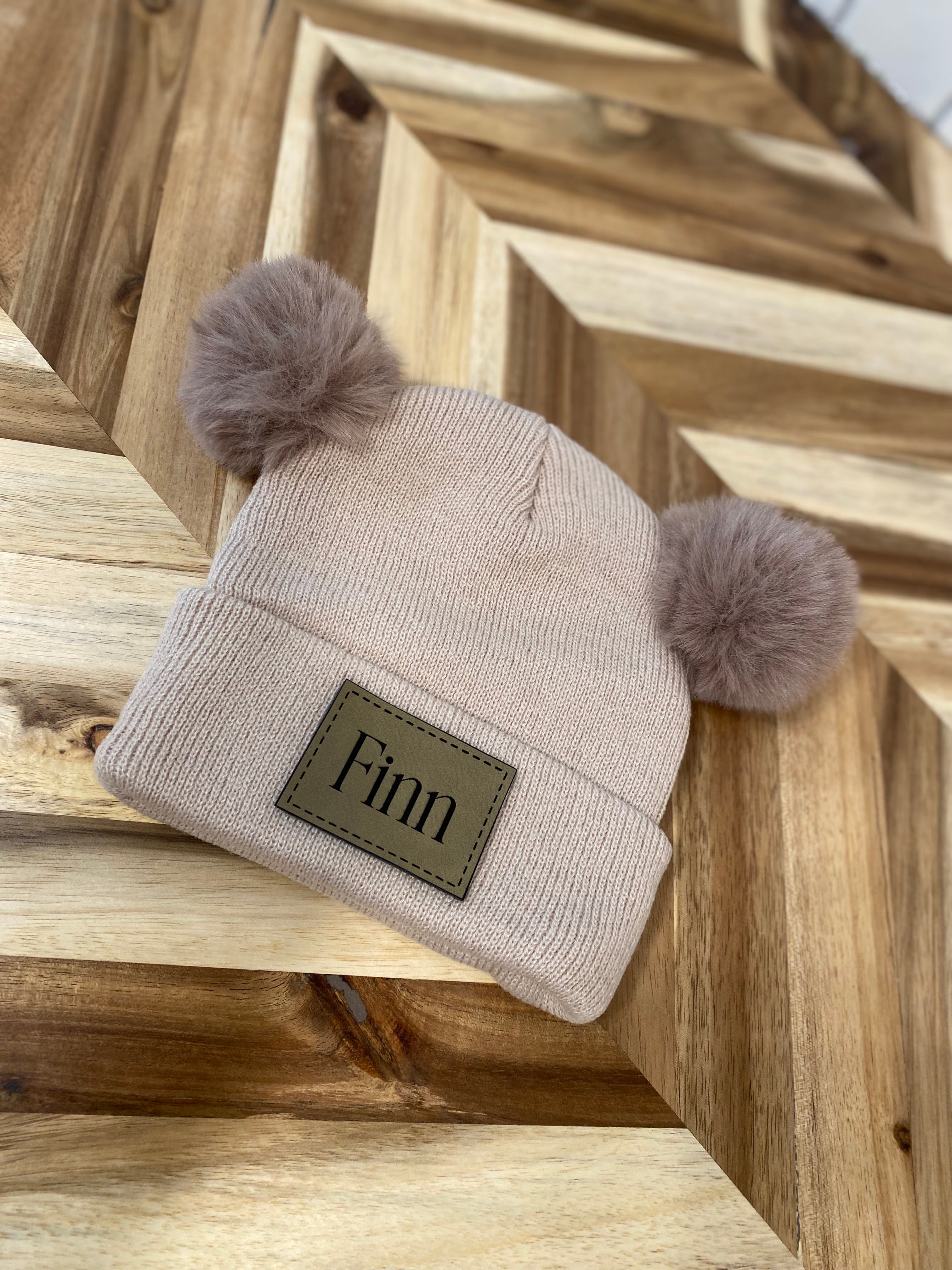 Tan Infant/Toddler Double Pom Winter Hat