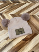 Tan Infant/Toddler Double Pom Winter Hat
