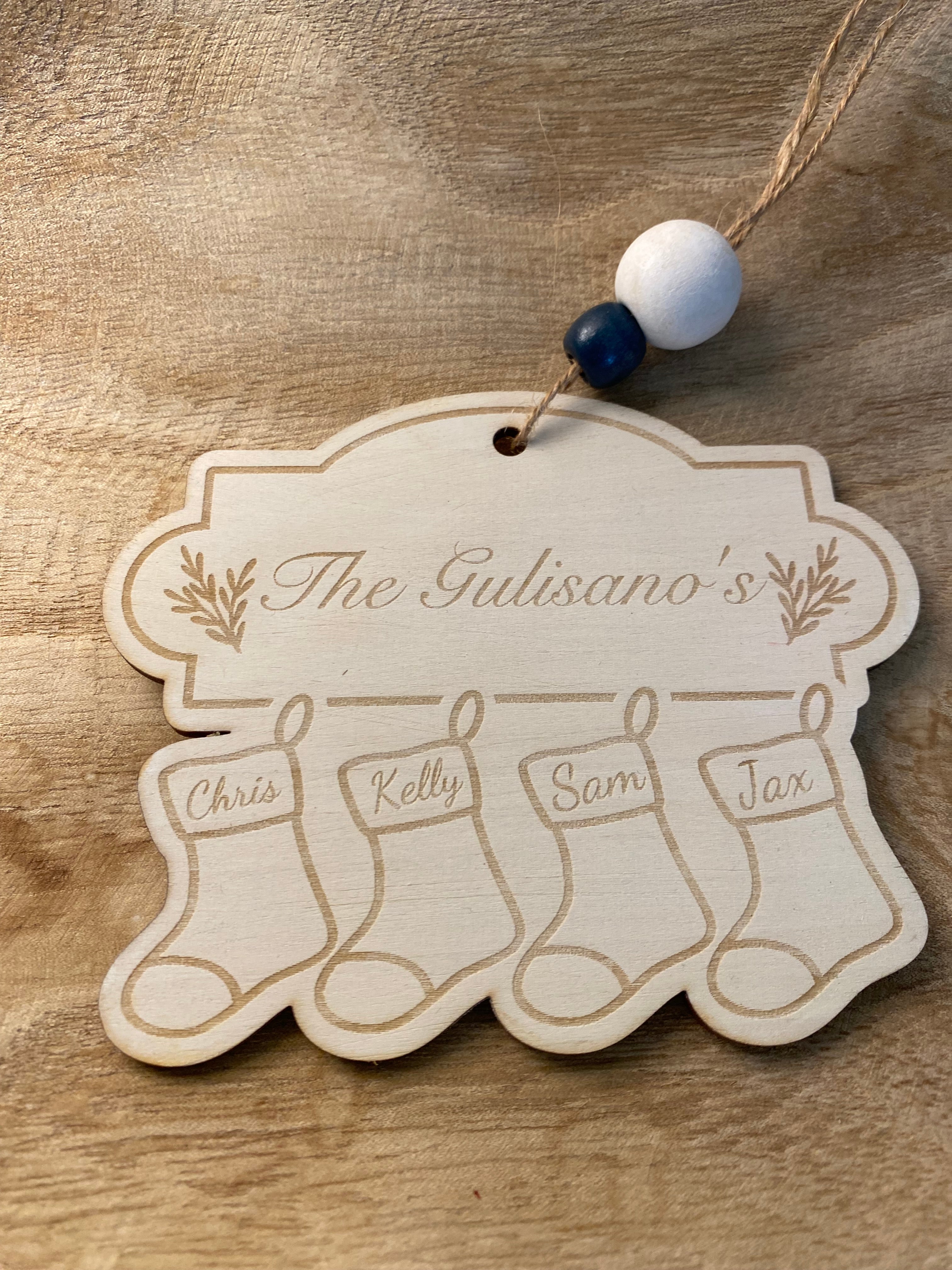 Custom Stockings on the Fireplace Ornament