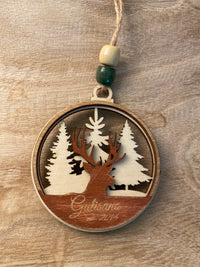 Custom Buck w/Trees Ornament