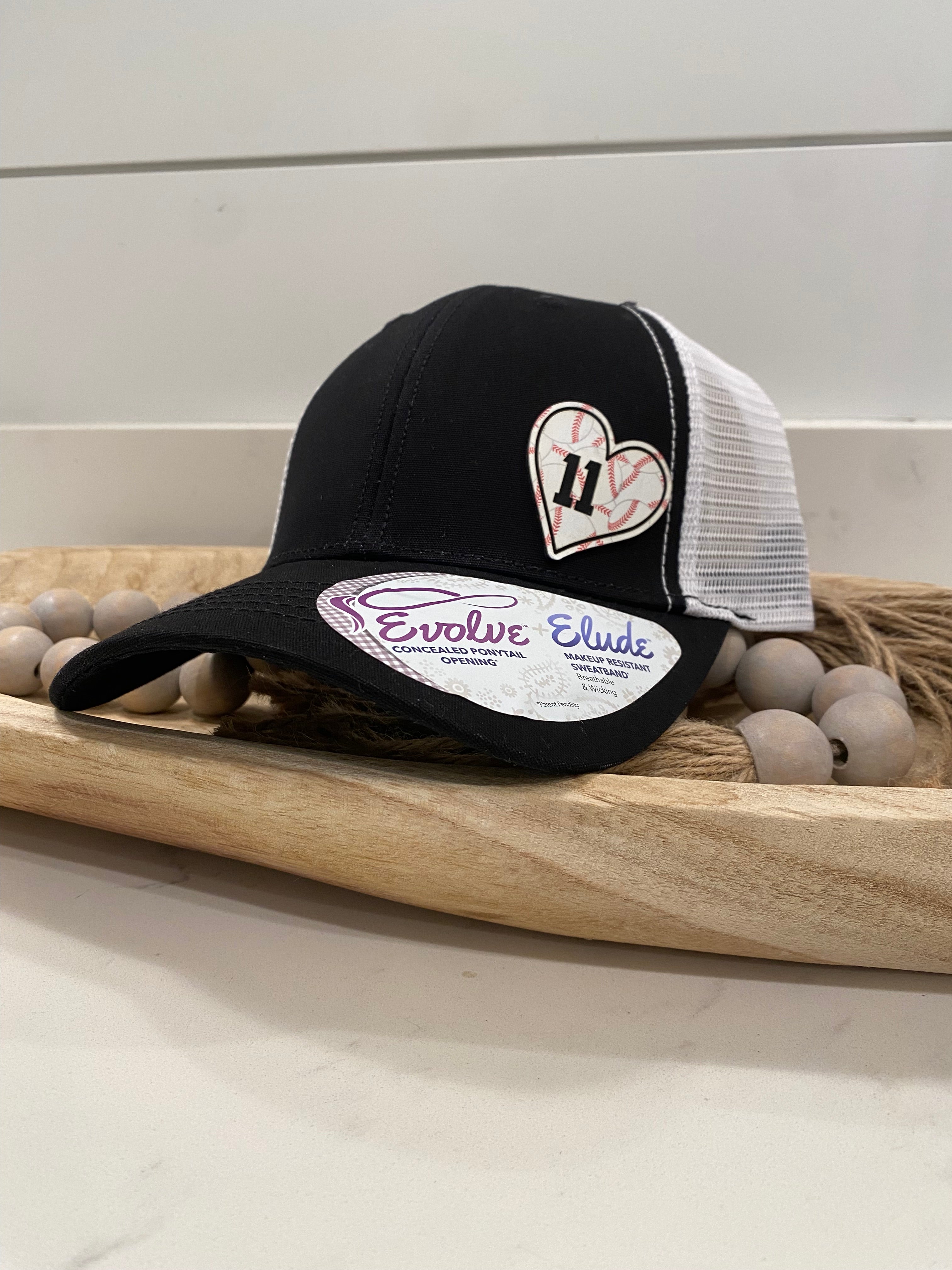 Baseball UV Printed Leather Heart with Custom Number