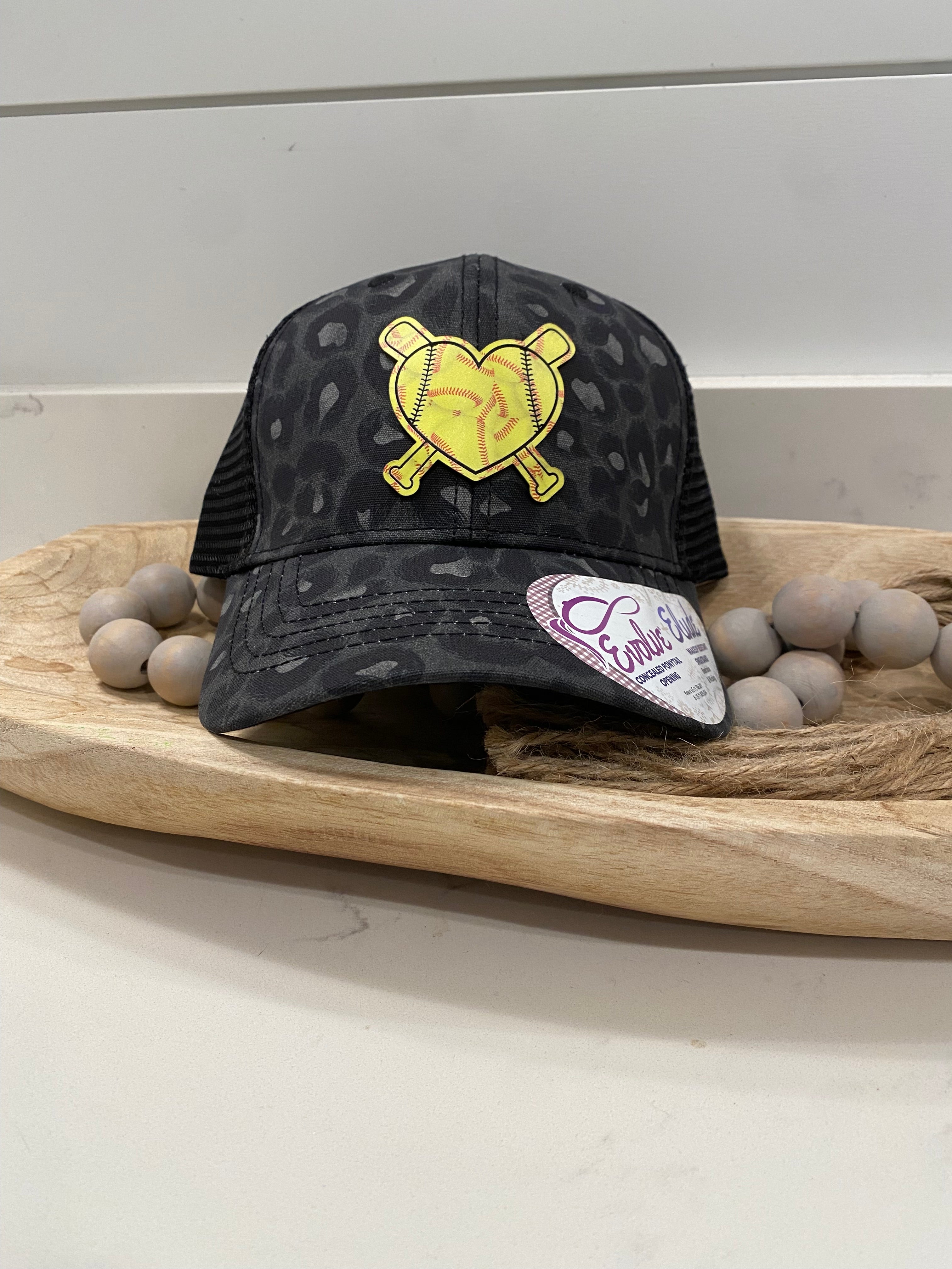 Softball UV Printed Leather w/Heart Bat & Ball Custom Name and or Number