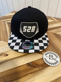 Custom Oversized Black Nameplate Checkered Brim Hat
