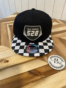 Custom Oversized Black Nameplate Checkered Brim Hat