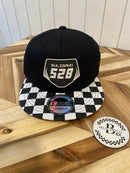 Custom Oversized Black Nameplate Checkered Brim Hat