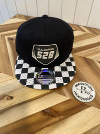 Custom Oversized Black Nameplate Checkered Brim Hat