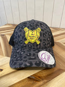 Softball UV Printed Leather w/Heart Bat & Ball Custom Name and or Number