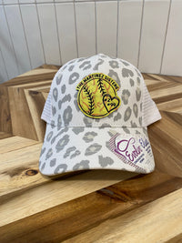Softball UV Printed Leather w/Heart Ball Custom Name and or Number