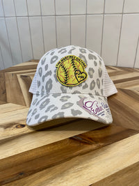 Softball UV Printed Leather w/Heart Ball Custom Name and or Number