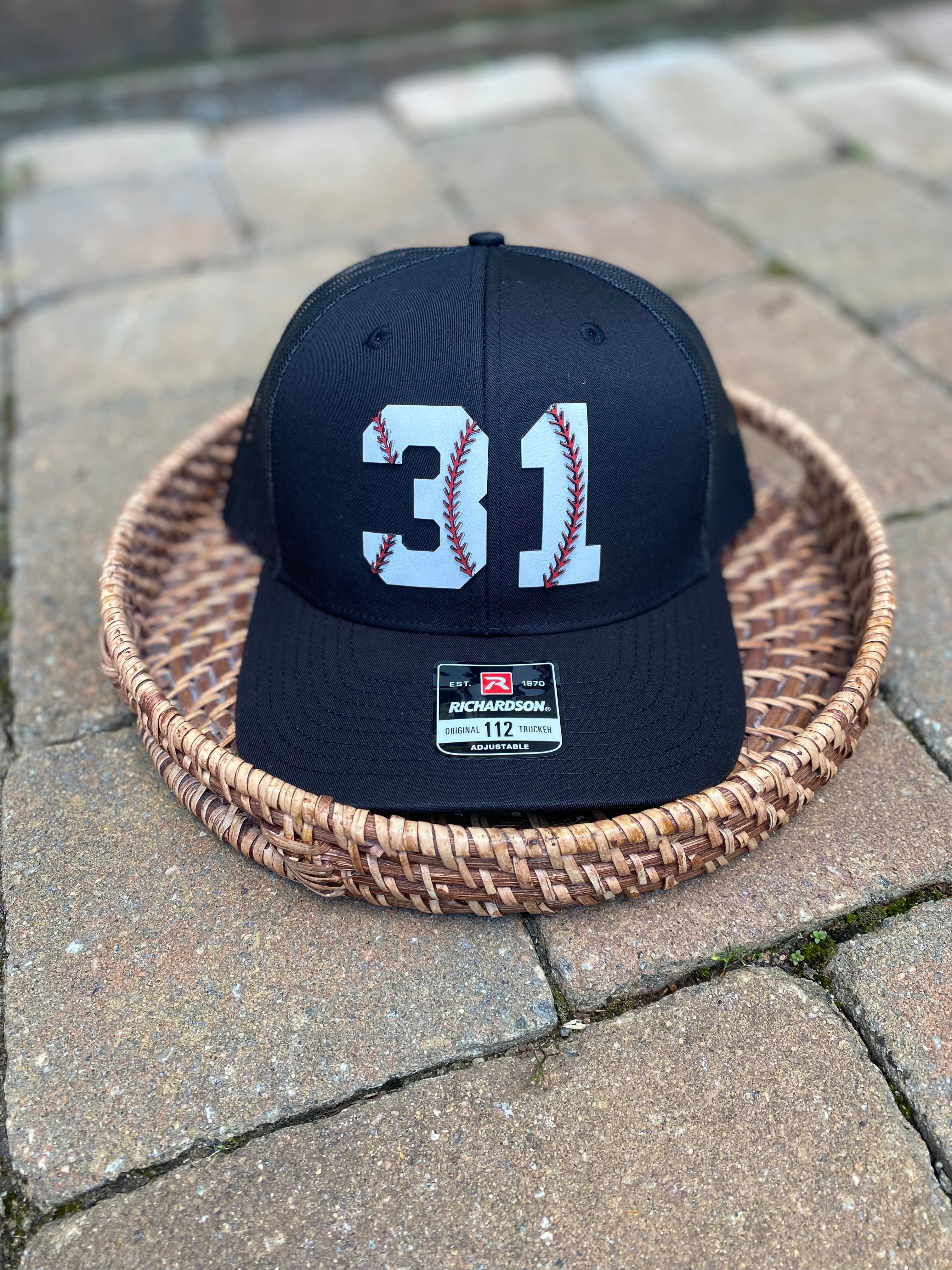 Custom Large Baseball Number w/Laces Hat