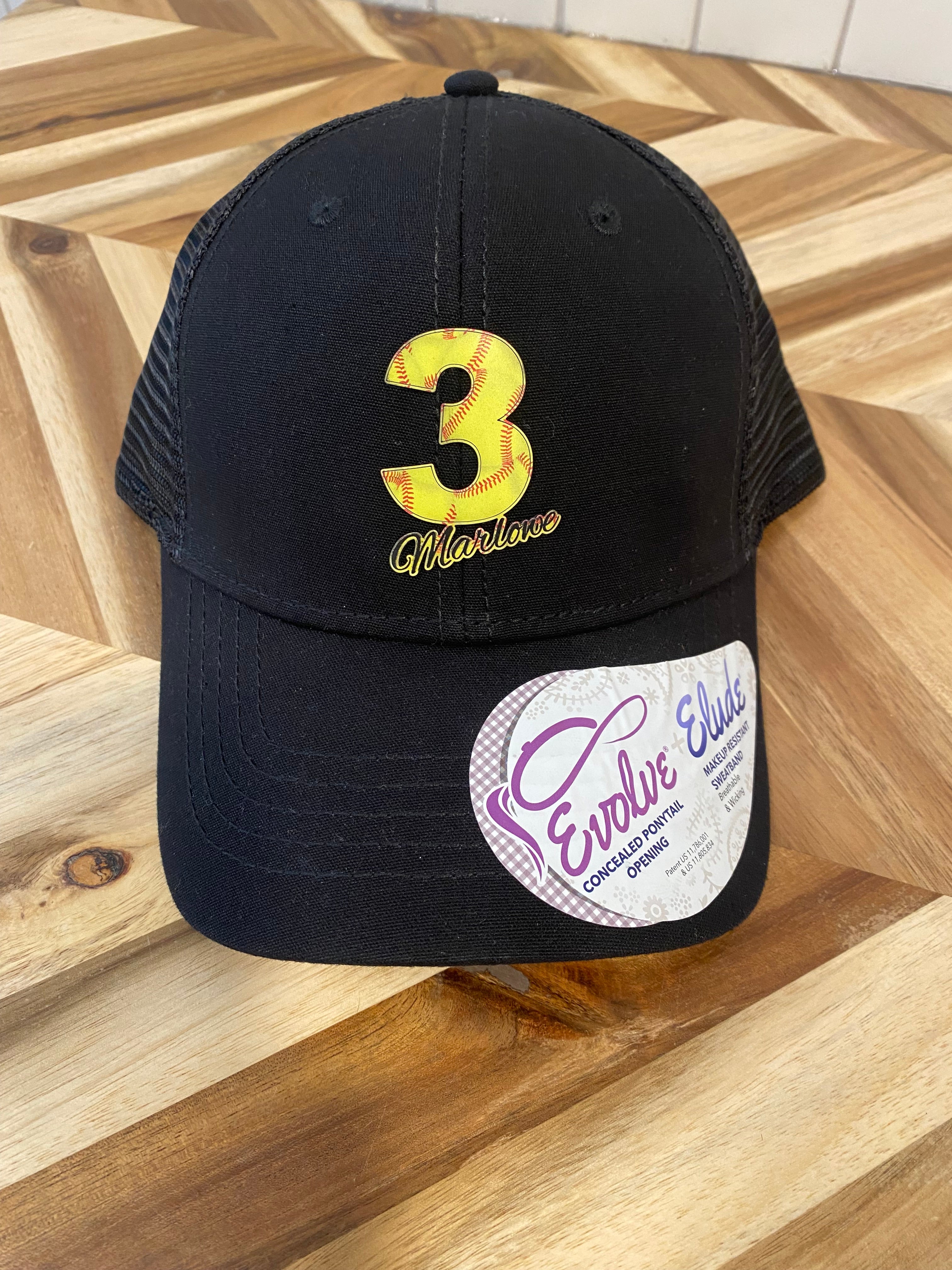 Custom Softball/Baseball Design w/Cursive Name Hat