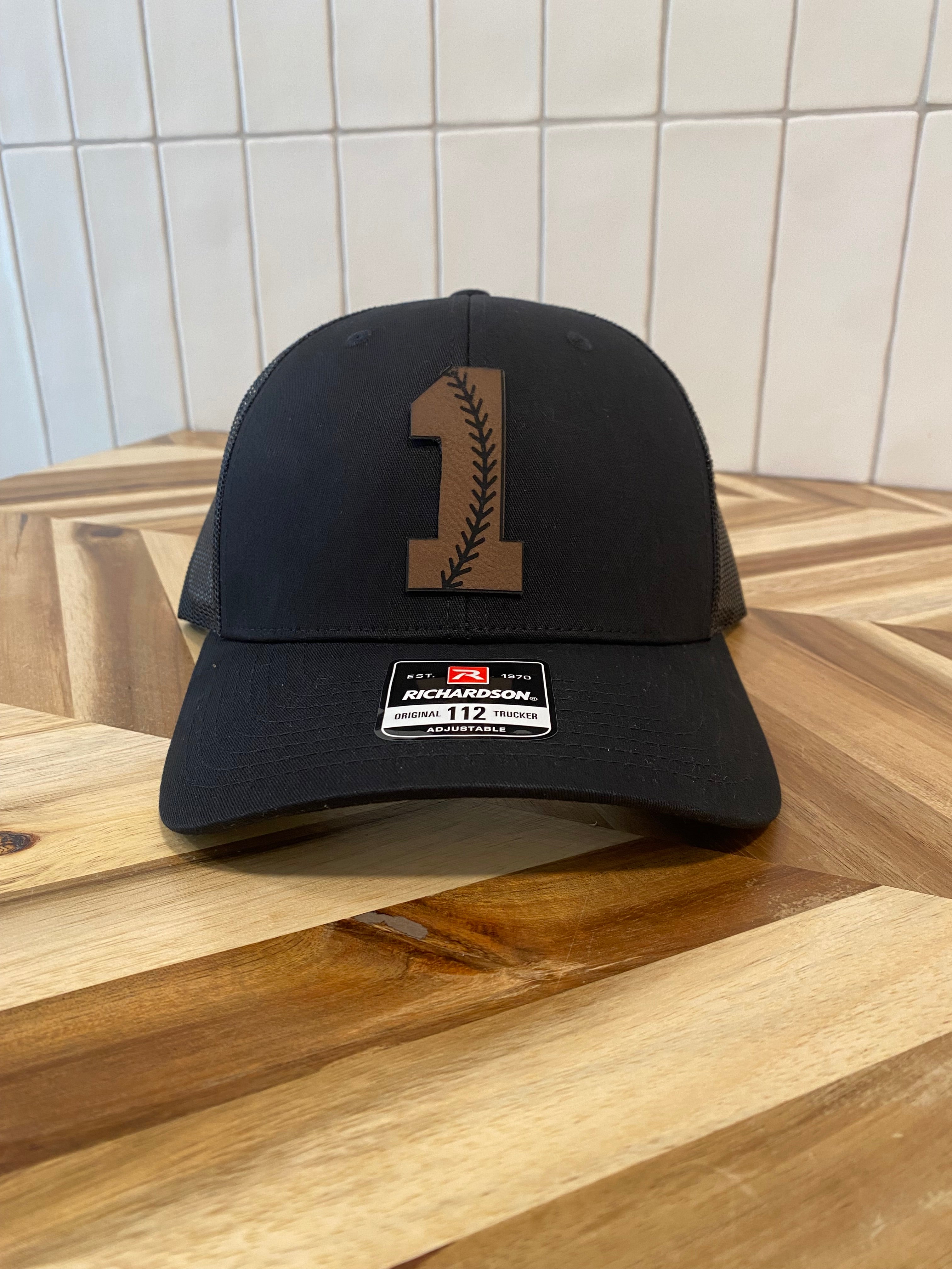 Custom Baseball/Softball Large Leather Number Hat