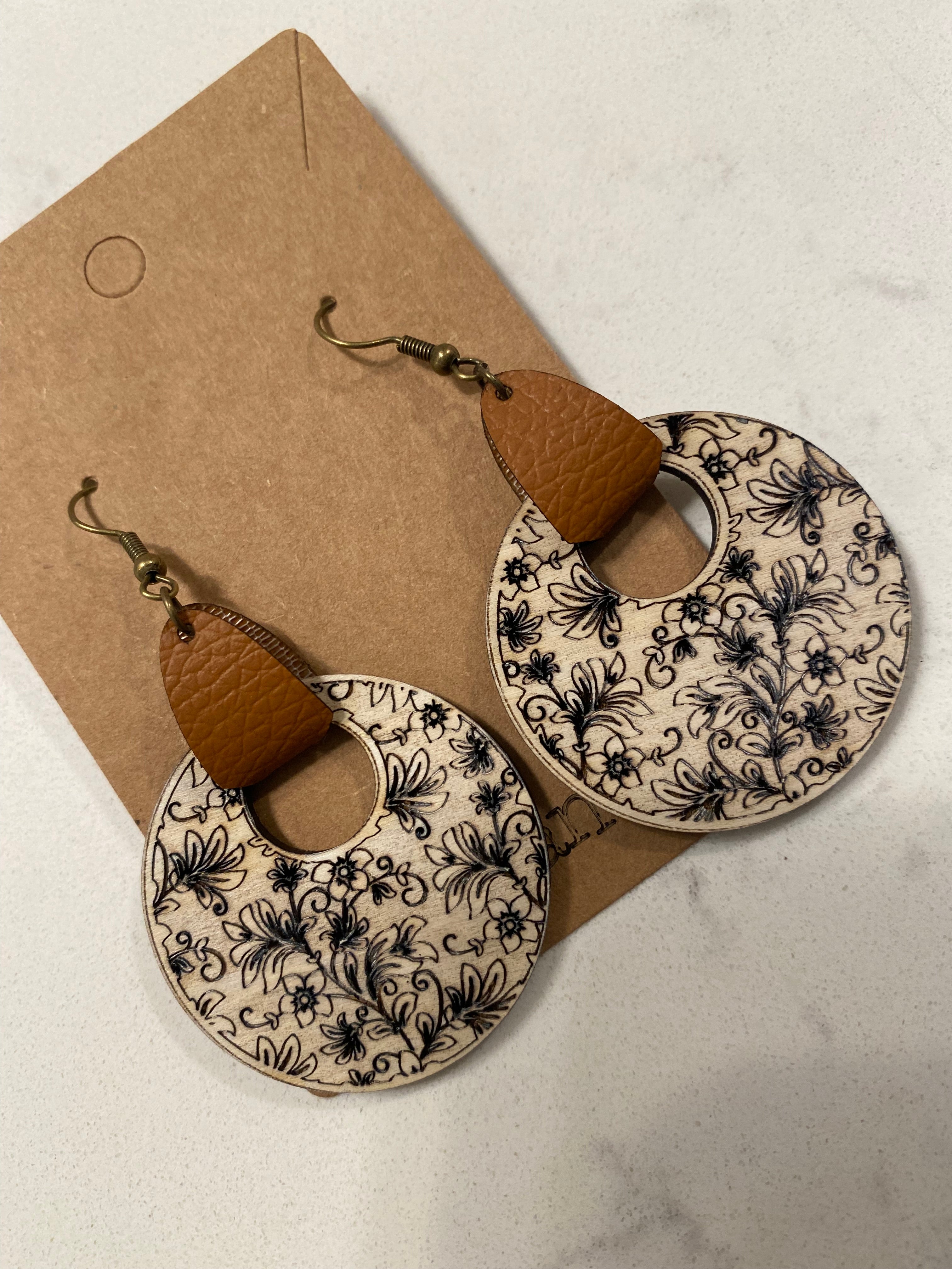 Black and White Floral Earrings