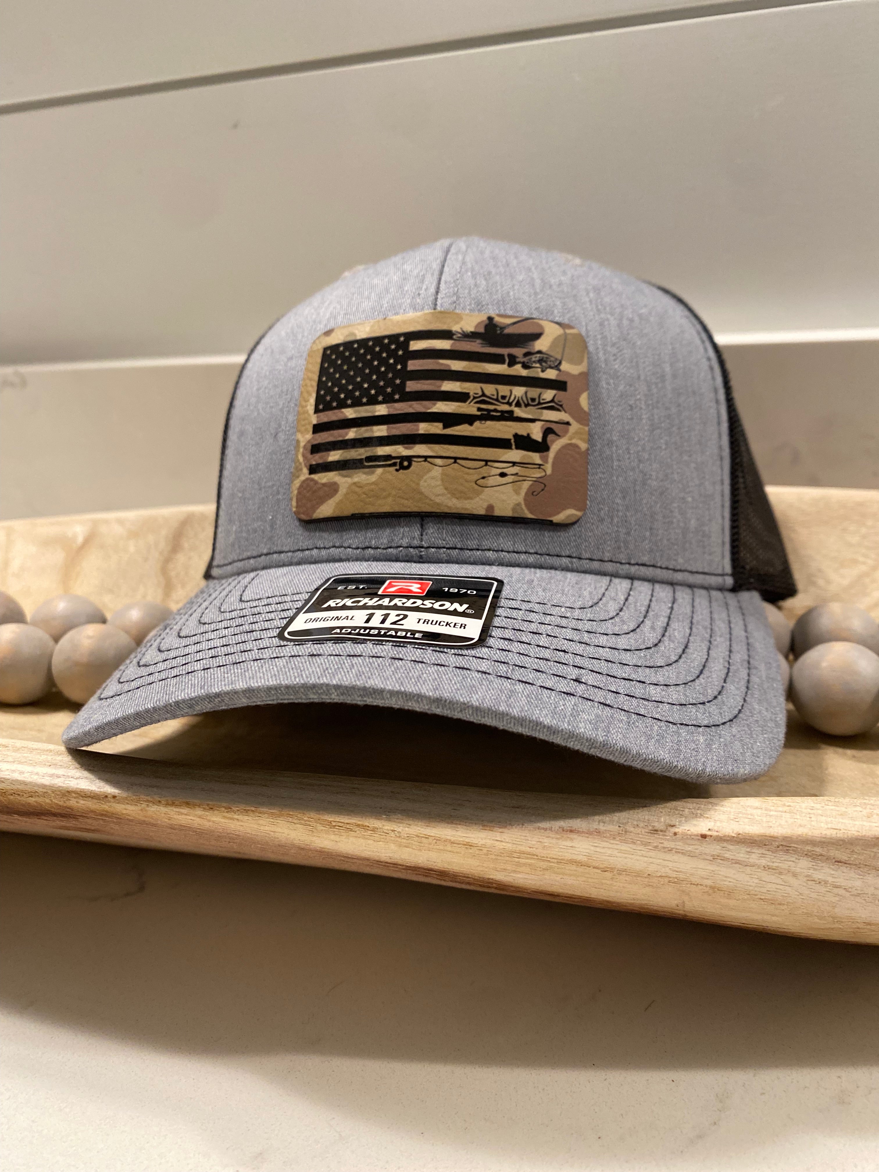 Camo Patch Hunting, Fishing Flag Hat