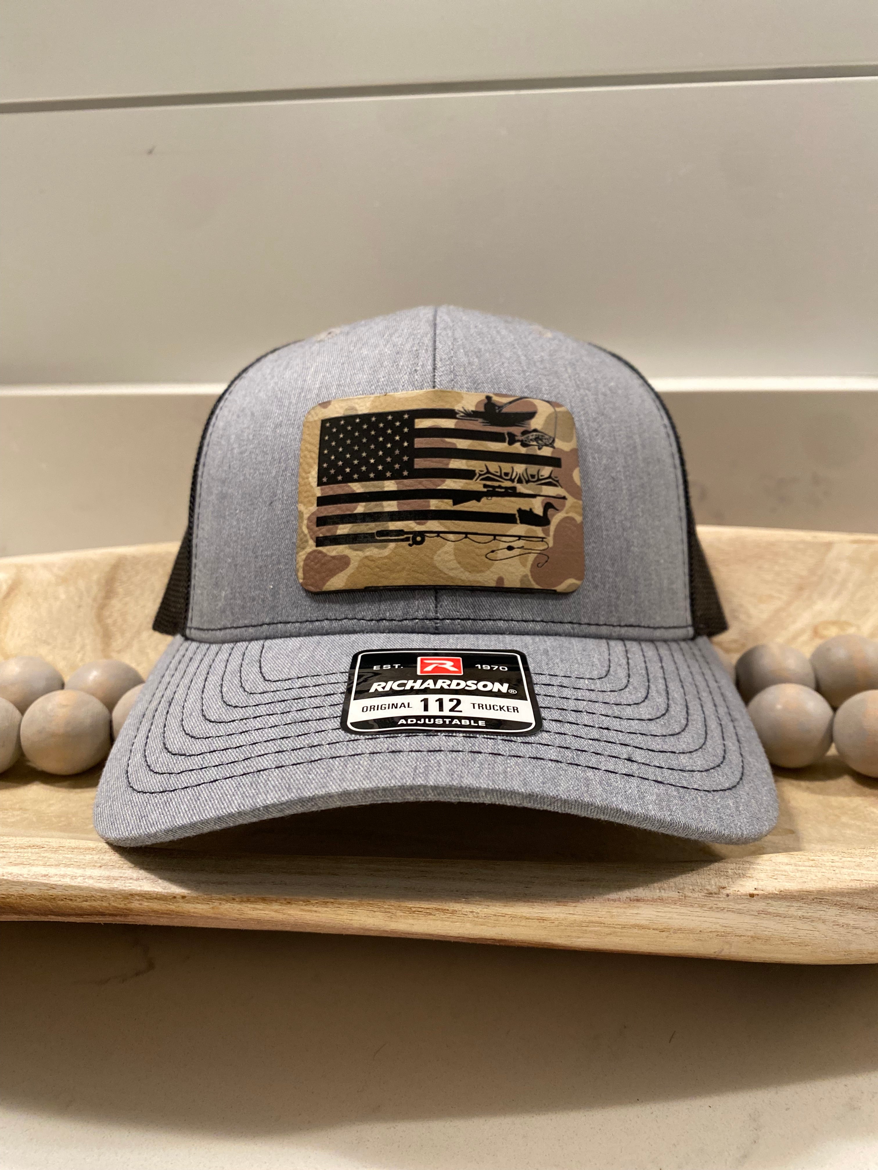 Camo Patch Hunting, Fishing Flag Hat