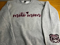 Moto Mom Custom Sweatshirt with Sleeve Nameplate