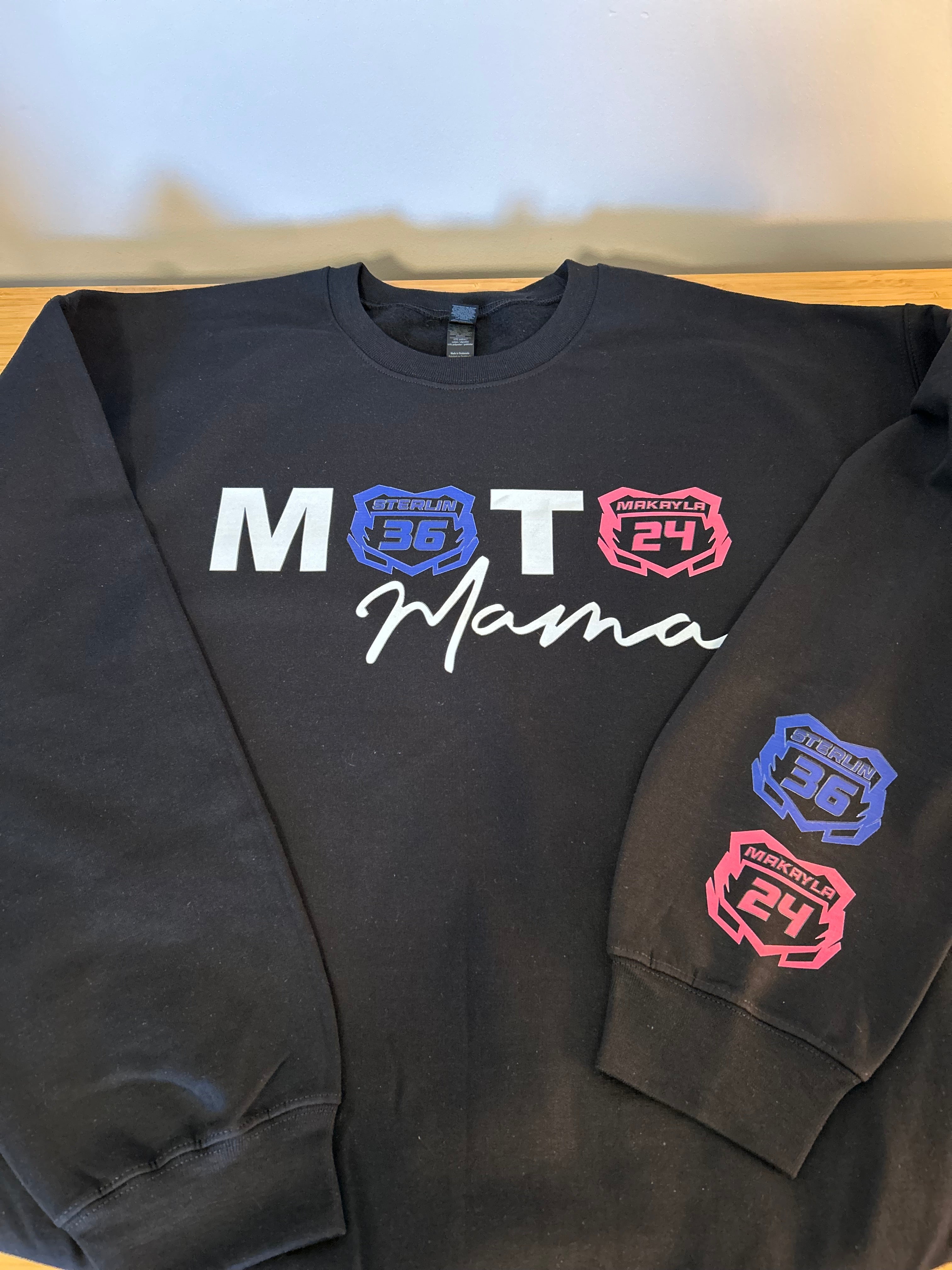 Custom Moto Mom Nameplate Sweatshirt