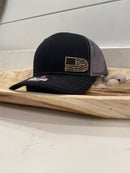 Camo Leather Distressed American Flag Hat