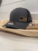 Camo Leather Distressed American Flag Hat