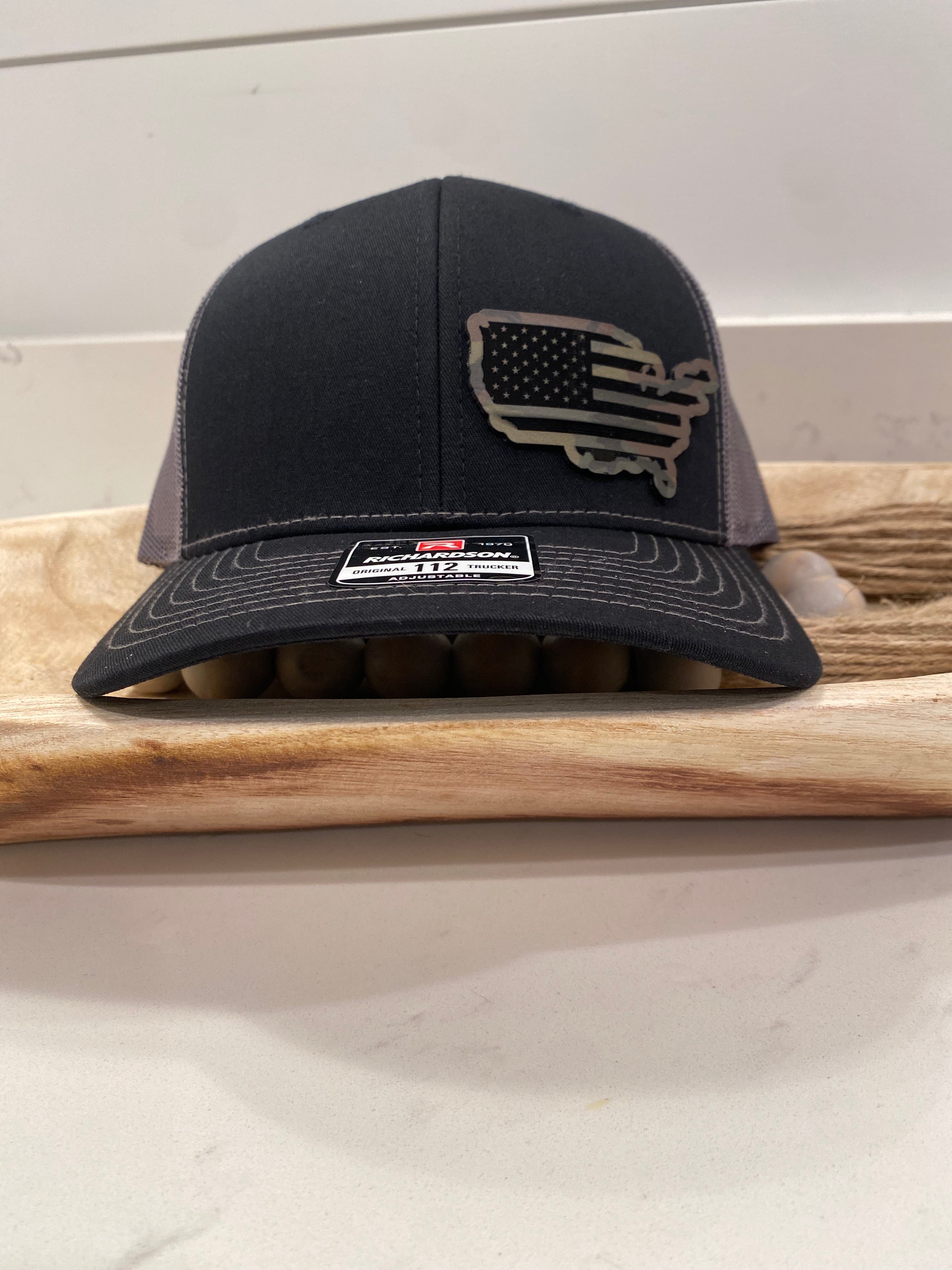 USA Flag with Camo Leather