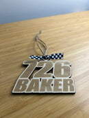 Custom Wooden Motocross Number with Name Ornament