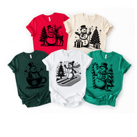 Snowman Holiday T-shirts 5 Designs Available