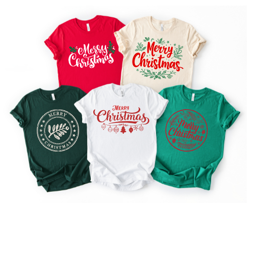 Merry Christmas T Shirts 5 Designs Available