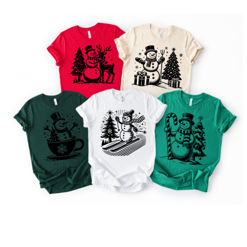 Snowman Holiday T-shirts 5 Designs Available