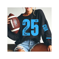 Custom Belle and Co Distressed Football Sweatshirt
